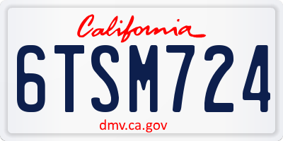 CA license plate 6TSM724