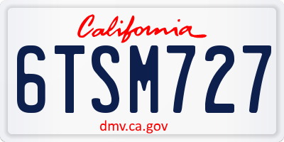 CA license plate 6TSM727