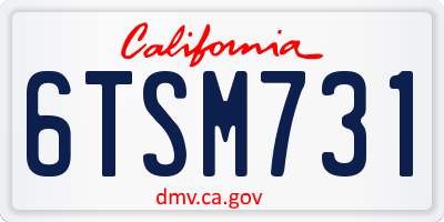 CA license plate 6TSM731