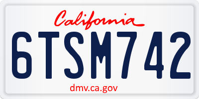 CA license plate 6TSM742