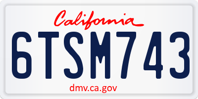 CA license plate 6TSM743