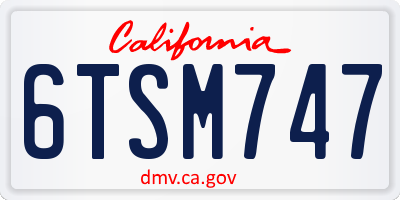 CA license plate 6TSM747