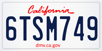 CA license plate 6TSM749