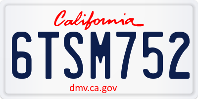 CA license plate 6TSM752