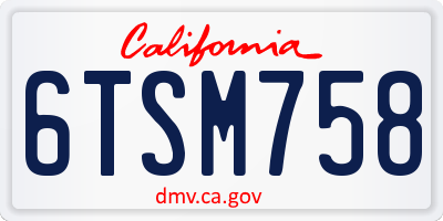 CA license plate 6TSM758