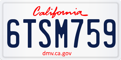 CA license plate 6TSM759