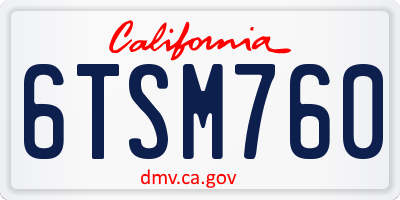 CA license plate 6TSM760