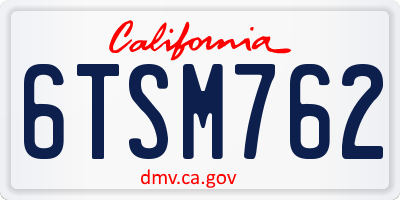 CA license plate 6TSM762