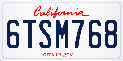 CA license plate 6TSM768