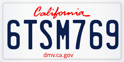 CA license plate 6TSM769