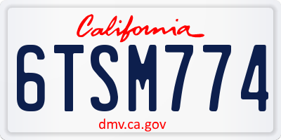 CA license plate 6TSM774