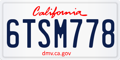 CA license plate 6TSM778