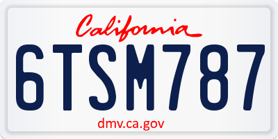 CA license plate 6TSM787