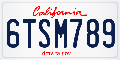 CA license plate 6TSM789