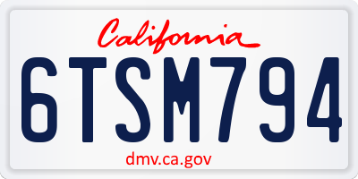 CA license plate 6TSM794