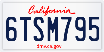 CA license plate 6TSM795