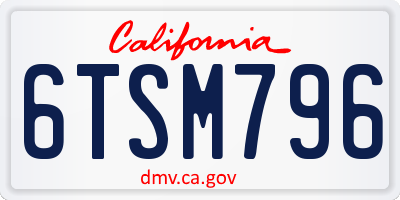 CA license plate 6TSM796