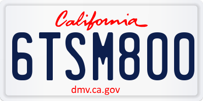 CA license plate 6TSM800