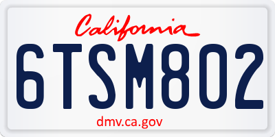 CA license plate 6TSM802