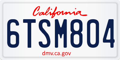 CA license plate 6TSM804