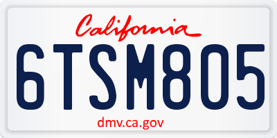 CA license plate 6TSM805