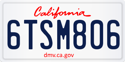 CA license plate 6TSM806