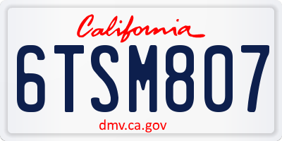 CA license plate 6TSM807