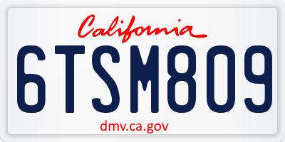 CA license plate 6TSM809
