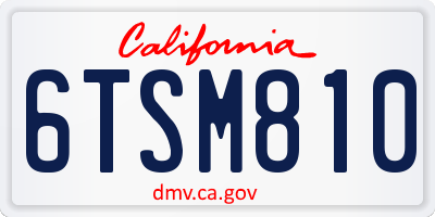 CA license plate 6TSM810