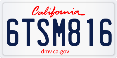 CA license plate 6TSM816