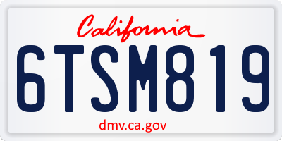 CA license plate 6TSM819