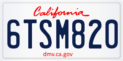 CA license plate 6TSM820