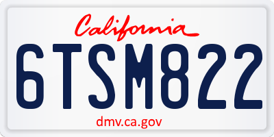 CA license plate 6TSM822