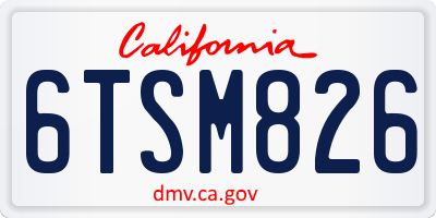 CA license plate 6TSM826
