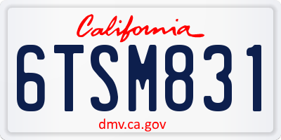 CA license plate 6TSM831
