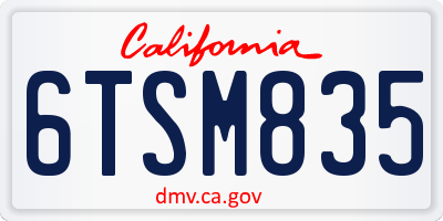 CA license plate 6TSM835