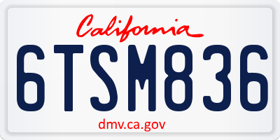 CA license plate 6TSM836