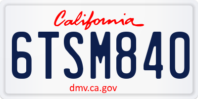 CA license plate 6TSM840