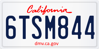 CA license plate 6TSM844
