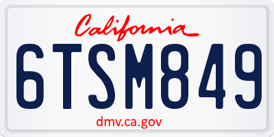 CA license plate 6TSM849