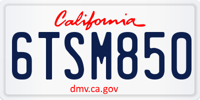 CA license plate 6TSM850