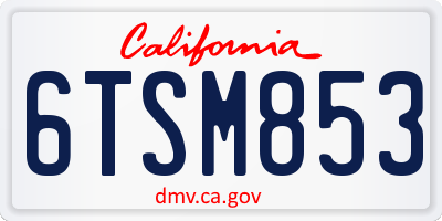 CA license plate 6TSM853