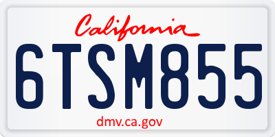 CA license plate 6TSM855