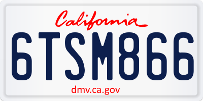 CA license plate 6TSM866
