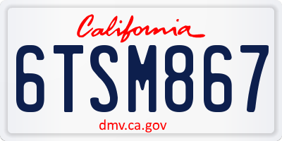 CA license plate 6TSM867