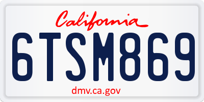 CA license plate 6TSM869