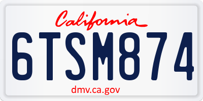 CA license plate 6TSM874