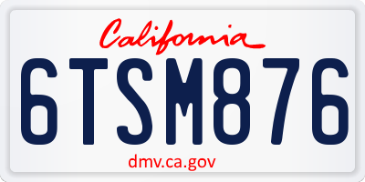 CA license plate 6TSM876