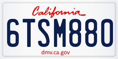 CA license plate 6TSM880