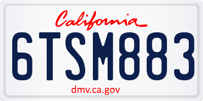 CA license plate 6TSM883